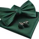 Alizeal Mens Tuxedo Bow Tie, Hanky and Cufflinks Set (#1-178-dark Green)