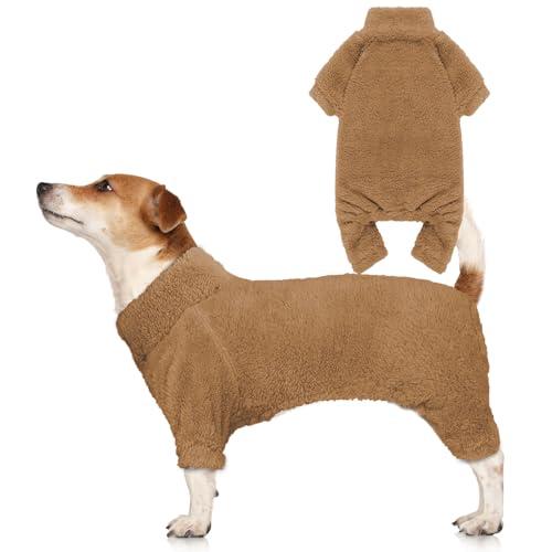Fuzzy Dog Pajamas Turtleneck Dog Clothes Warm Soft Cozy Lightweight Dog Pjs Dog Sweaters for Large Dogs(Coffee-L)