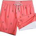 maamgic 2 in 1 Mens Swim Trunks 7 Inch Swim Shorts Swim Suits Board Shorts, L, Pink