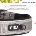 Fida Heavy Duty Dog Collar 1.5” Width, Ultra Soft Neoprene Padded, Adjustable Reflective Nylon Pet Collar with Two Metal Pin Belt Buckle for Large/X-Large Breeds (XL, Grey)