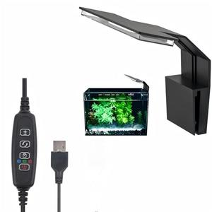 FRIRODSAY 7W Nano Aquarium Light Clip-On Fish Tank Light with Timer & 9-Level Dimming&3 Colors for 1-5 Gallon Tanks, USB LED Full Spectrum Light (Adapter Not Included)