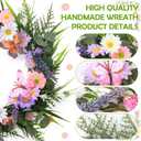 2 x 20 Inch Spring Summer Wreath for Front Door, Artificial Daisy Wreath Included Daisy Lavender Silk Flower Butterflies for All Season Porch Wall Window Decor Wedding Festival Celebration