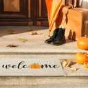 Fall Door Mat Pumpkin Welcome Home Sweet Mat 27.6"  16.5" with Non Slip Rubber Backing for Autumn Thanksgiving Home Entrance Kitchen Door Decoration(Welcome)