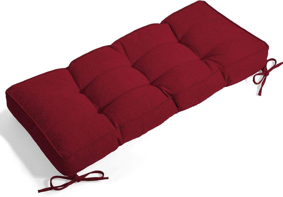 Detiblue 42x16Inch Tufted Bench Cushion,Durable(Cross-Weave Deep Red), 42x16x4