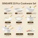 SENSARTE Nonstick Ceramic Cookware Set, 23 PCS Pots and Pans Non Toxic, PFAS & PFOA Free, Non Stick Healthy Kitchen Cooking Set with Stay-Cool Handles, White