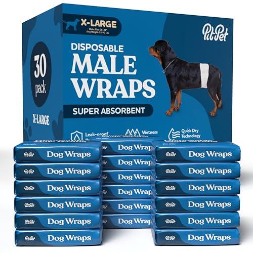Comfortable Male Dog Diapers  30Pack Super Absorbent Disposable Male Dog Wraps FlashDry Gel Technology, Wetness Indicator Doggie Diapers Leakproof Belly Wraps for Incontinence, Excitable Urination Size XL
