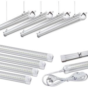 Skymoatled 8Pack 4FT LED Shop Light Garage Lights,50W 6000K 7500LM White Light,Hanging/Surface Mount,T8 4FT Tube Lamp for Warehouse Workshop Basement,Linkable LED Shop Lights,Plug and Play