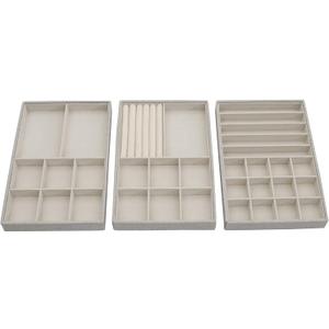 Household Essentials Grey Stacking Jewelry Organizer Box Tray Set with Removable Lid Fabric (744-1) (White)