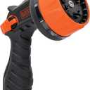 Black + Decker Heavy-Duty 10-Pattern Poly Thumb Control Nozzle Ergonomic, Versatile, Precision Garden Hose Attachment BD8439