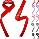 Teun Teun Glitter Weight Lifting Wrist Straps  24-Inch Cotton Gym Straps with Neoprene Padding for Deadlifts, Powerlifting, and Strength Training (Red)