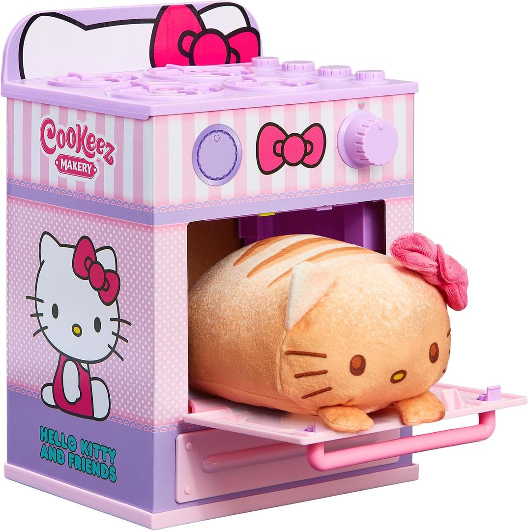 Cookeez Makery Hello Kitty & Friends Oven Playset  Interactive Bake & Reveal Toy, Includes Mystery Warm Scented Plush (Hello Kitty, Cinnamoroll, or My Melody), Mixing Tools, Dough, Accessories, 5+