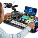 Kids DJ Mixer Controller Table Musical Toy Electronic Bluetooth Toy with LED Lights Sound Effect Microphone Piano DJ Board Key Musical Instruments Birthday Gift Toys for 3 4 5 6 7 Year Old Boy Girl