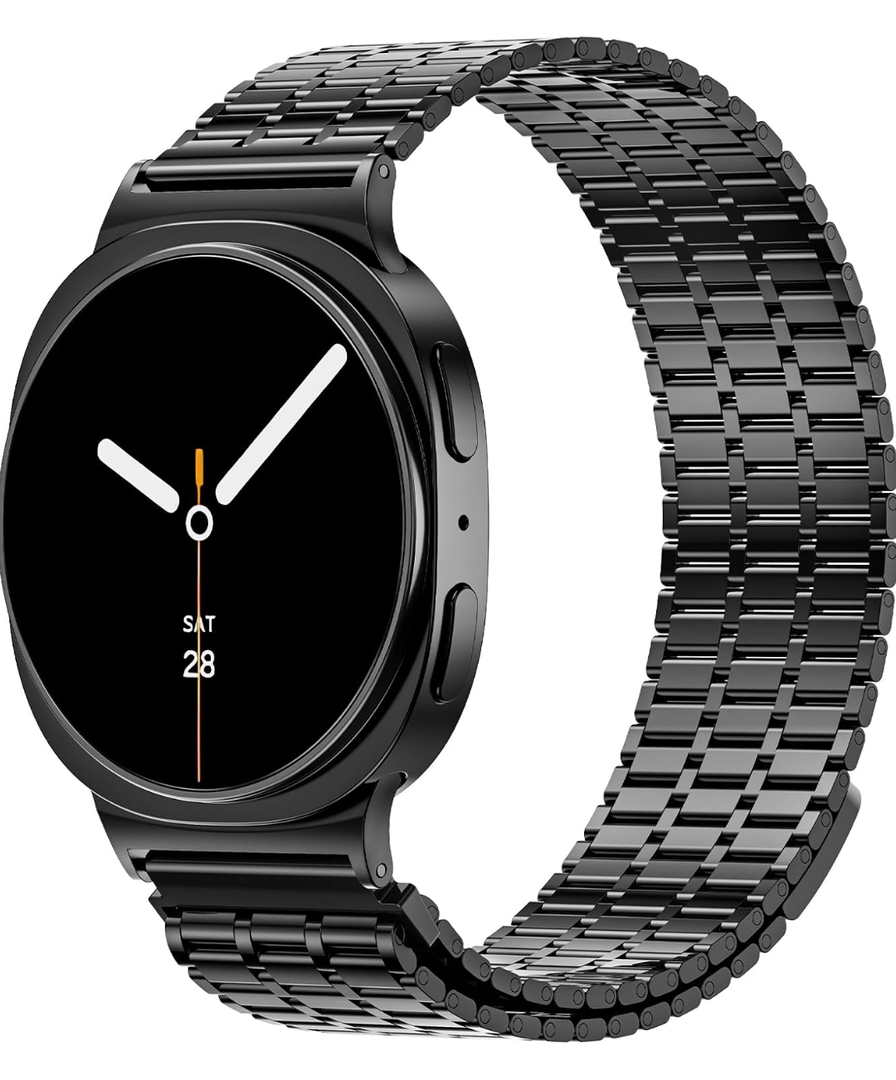 LETOID Magnetic Metal Band Designed for Samsung Galaxy Watch 8 40mm/44mm, Watch 8 Classic 46mm, Men Stainless Steel Adjustable Replacement Strap Solid Magnet Clasp Wristbands