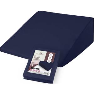 CirclesHome Wedge Pillow Cover 100% Cotton, Zippered Wedge Pillow Case Protector, Soft, Hypoallergenic & Breathable -, Navy, (25Wx26Lx10)