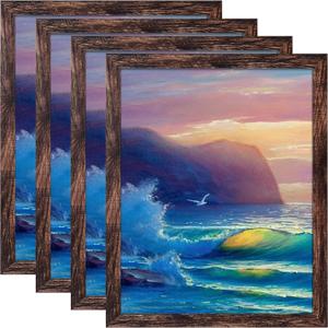 SESEAT 18x24 Frame Pack of 4, Gallery Poster Picture Frames for Wall Mounting, Rustic Brown
