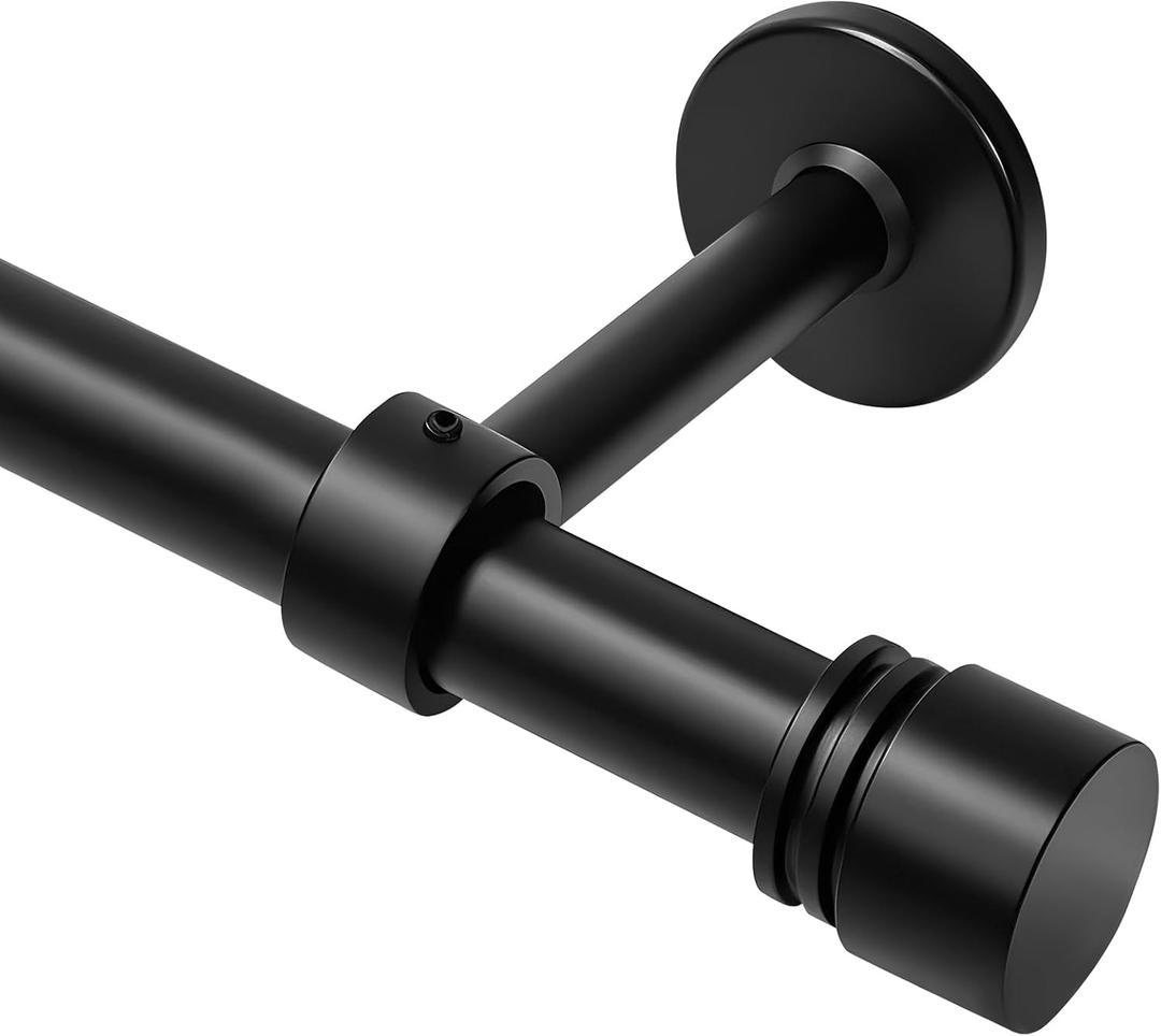 Heavy Duty Extra Long Curtain Rods 144-240 Inches, Adjustable for 12-20ft Large Windows & Sliding Doors - 1 Thick Metal Reinforced Brackets, Black Curtain Drapery Rod for Living Room Outdoor Patio