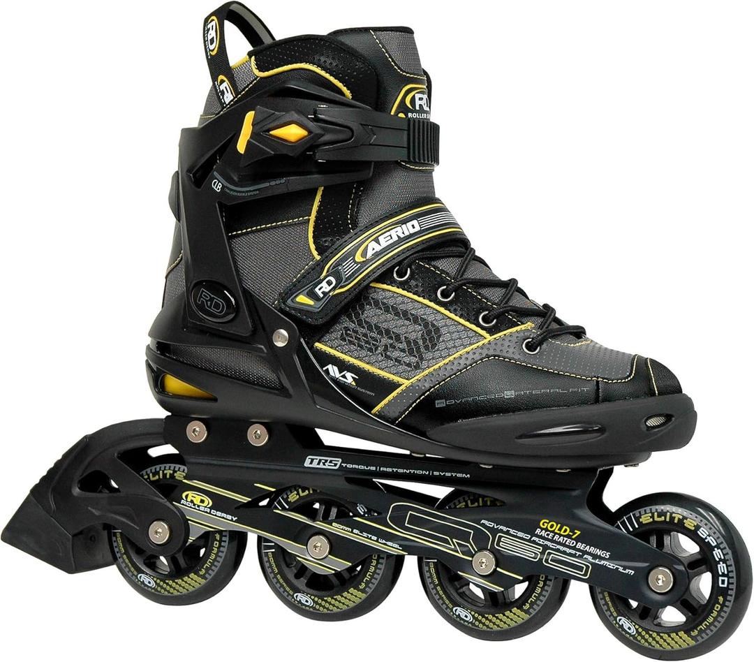 Roller Derby AERIO Q-60 Men's Inline Skates, Black/Yellow, Size 8