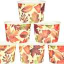 50Pcs Fall Treat Snack Cups Maple Leaves Disposable Ice Cream Cups 9 Oz. Disposable Autumn Thanksgiving Dessert Bowls for Cupcake Picnic BBQ Harvest Gathering Party Supplies