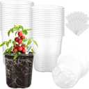 30 Packs 5 Inch Reinforced Clear Nursery Pots for Plants with Drainage Holes, High Transparency Plastic Seedling Plant Pot with 20 Labels
