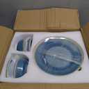 Sweejar Dinnerware Sets Service for 4, 12 pcs Porcelain Plates and Bowls for Kitchen, Housewaring Gift, Chip and Scratch Resistant Dish Set, Handmade Dishwasher and Microwave Safe Plate Set, Blue