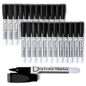 Volcanics Black Magnetic Dry Erase Markers Low Odor Fine Tip Whiteboard Markers Pack of 24