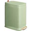 Slim Trash Can for Bathroom with Air Freshener Soft Close Lid, 6 Liter/ 1.6 Gallon Stainless Steel Garbage Can with Removable Inner Bucket,Step Pedal, Small Wastebasket for Bedroom, Kitchen (GREEN)