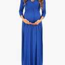 Mother Bee Maternity V-Neck 3/4 Sleeve Ruched Waist Dress Size Medium