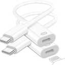 USB C to Lightning Headphone Audio Adapter, Type C Male to Female Lightning Earphone Converter with Charge/Data Transfer, Compatible with iPhone 17/16/15 Plus/Pro/Max, iPad Pro/Air, MacBook2 Pack