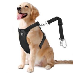 VavoPaw Dog Seat Belt, Safety Vest Dog Car Harness with Adjustable Buckle Dog Seat Belt for Vehicle Nylon Pet Safety Seat Belts Heavy Duty(L, Black)