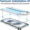 amFilm Auto-Alignment OneTouch for iPhone 16 [6.1''] Screen Protector + Camera Lens Protector, Tempered Glass, 30 seconds Installation, Bubble Free, Case Friendly, Anti-Scratch [2+2 Pack]