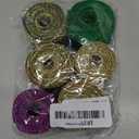Mardi Gras Wired Ribbon, 6 Rolls 30 Yards Purple Gold Green Glitter Metallic Edge Stripe Ribbon for Mardi Gras Wreath Bows, Masquerade Party Decoration,2inch
