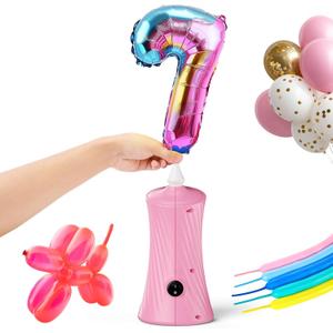 Balloon Pump Electric Balloon Pump Air Balloon Pump Balloon Blower Machine Portable Long Animal Blower Machine Blue/Orange/Pink/Purple Electric Balloon Pump Inflator for Party/Wedding/Birthday Decor