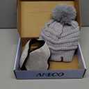 Aneco 4-in-1 Women Winter Beanie Hat Scarf Touchscreen Gloves Ear Warmer Set Fleece Lined Warm Knit Skull Cap with Pom Pom (Light Gray)