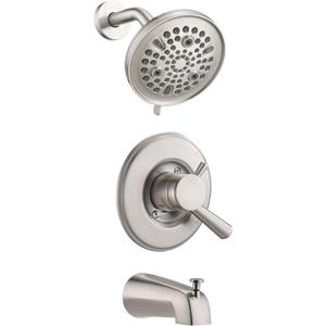 Ultrimkit 9-Setting Rain Shower Faucet Compatible with 17& 1700 Series Tub Trim Kit, High Pressure 5.5" Round Rain Shower Head& Handle Set, Brushed Nickel (Valve& Catridge Not Inclued)