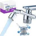 CECEFIN Water-Filter for Sink-Faucet Extender-Aerator - 9pcs Cartridges Reduce Chlorine for Bathroom/ Kitchen Skin Face Eye Wash, Brass Faucet Mount Purifier System, 1080°Rotating 2-Mode Swivel Aerator