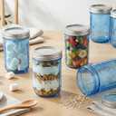 WELLIFE 6-Pack Mason Jars 16 oz with Lids Blue Wide Mouth Glass Mason Jars, Airtight Leak-Proof Canning Jars for Food Storage, Fermenting, Pickling, Freezing, and Crafts