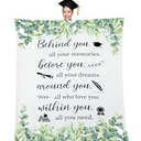 Graduation Gifts for Women Behind You All Your Memories Throw Blankets for College Student Friends 50x60 Inch Graduation Soft Warm Lightweight Party Decorative Blanket for Couch, Bed, Sofa