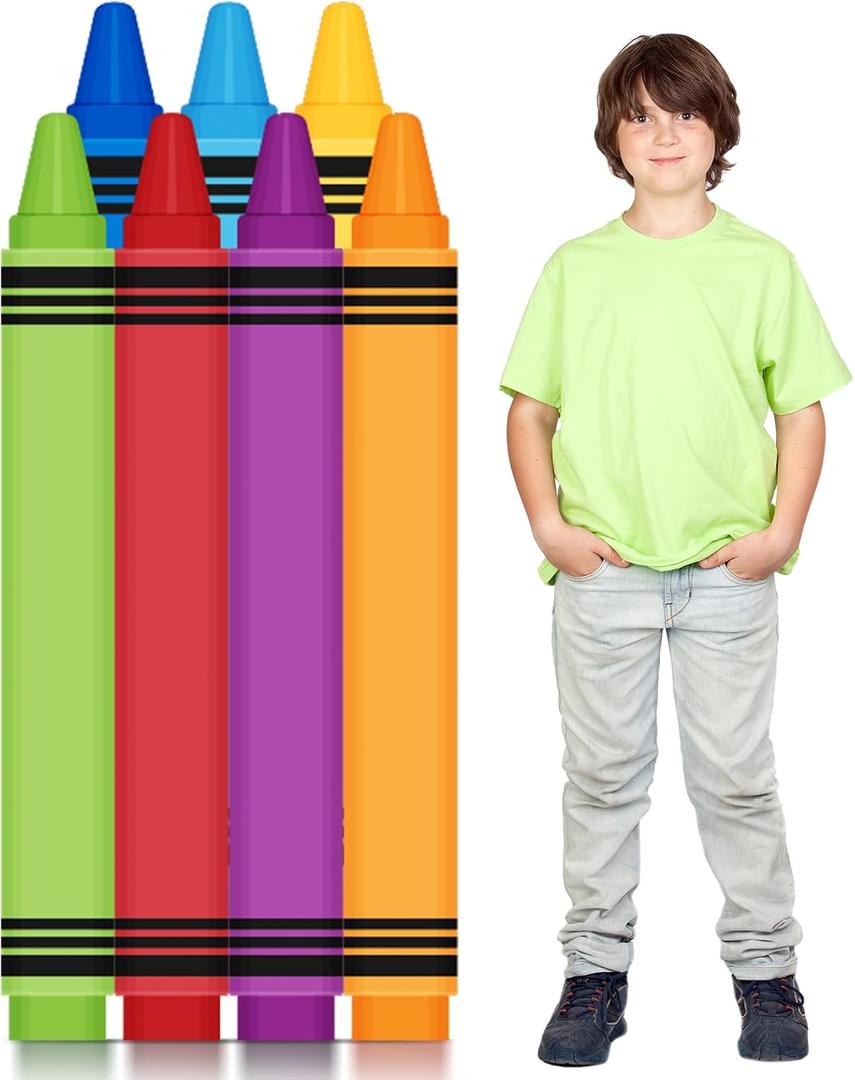 Amyhill 5 ft Coloring Crayons Cardboard Cutout Stand Up Life-Size Drawing Cardboard Cutout Back to Party Decorations First Day Photo Booth Standup for Welcome Party Supplies