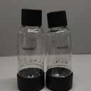Carbonating Bottles 2Pck 0.5L - Compatible with MySoda and any brands - Quick-Lock Reusable Bottles - Lid and Base Made of Wood Composite - BPA Free - Black