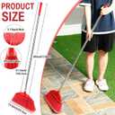Maxdot 4 Pack Heavy Duty Broom Indoor/Outdoor Commercial Broom with Stainless Steel Detachable Long Handle Commercial Cleaning Tools for Home Garage Kitchen Office Patio Floor Cleaning, 49 Inch, Red