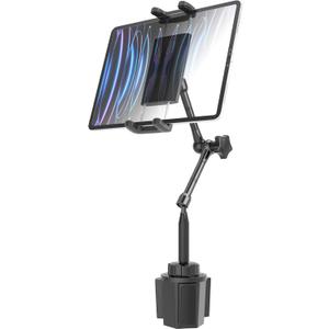 Car Cup Holder Tablet Mount for 4.7-13" iPad & Phone, Extra-Length Metal Arm12.9" Truck Cup Tablet Holder with 360 Adjustable Arm, Cupholder for iPad Pro, Air, Mini, Galaxy Tab, Fire HD