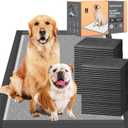 Charcoal Puppy Pads 28x34 Inches Extra Large Dog Pee Pads Odor-Control & Leak-Proof Disposable Pet Training Edge-Wrapping Thicken Potty Pad for Dogs, Cats, Rabbits (100 Pieces) (Black)