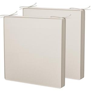 Premium Outdoor Chair Cushions Set of 2, Water-Resistant Fade-Proof Patio Seat Cushions, High Density Foam with Dual Non-Slip Straps for Patio Furniture (White, 24x24inches)