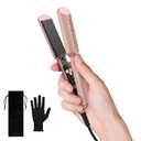 Ceramic Mini Hair Straightener, 1.5 Inch Wider Plate, Hair Iron for Fast Straightening, Portable Flat Iron with Dual Voltage and Storage Bag (Rose Gold)