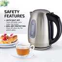 OVENTE Electric Kettle, 1.7L Stainless Steel Water Heater and Boiler for Coffee or Tea with BPA Free & Cordless Body, Auto Shut-Off, Boil-Dry Protection, LED Light and Removable Filter, Silver KS96S (1.8 Quarts)