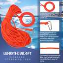 Calvana 20" Foam Life Preserver Ring with 98.4ft Floating Lifesaving Rope, Throwable Flotation Device, Pool Safety Float, for Buoy and Swimming Decoration, Boat Safety Equipment, 1pack