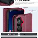 OCASE Compatible with Galaxy S25 Wallet Case, PU Leather Flip Folio Case with Card Holders RFID Blocking Kickstand [Shockproof TPU Inner Shell] Protective Phone Cover 6.2 Inch 2025, Burgundy