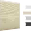 UNISHADES Light Filtering Cordless Cellular Shades, Honeycomb Blinds for Indoor Windows, for Window Size 28" W × 64" H Beige
