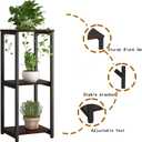 Plant Stand Indoor Corner Tall 3 Tier Metal Modern Flower Storage Plant Shelf Holder for Living Room Balcony Garden,Black Oak (3 Tier-Black Oak)
