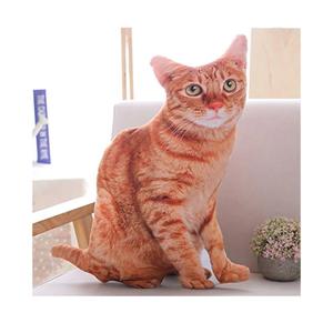 Maomoto 19.6'' Cat Throw Pillow  Plushie Cushion Doll 3D Simulation Cat Plush Stuffed Animal Cushion Pillow Toy for Kids, Sofa Chair Home Decor (Orange)